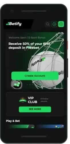 Application Betify sur smartphone